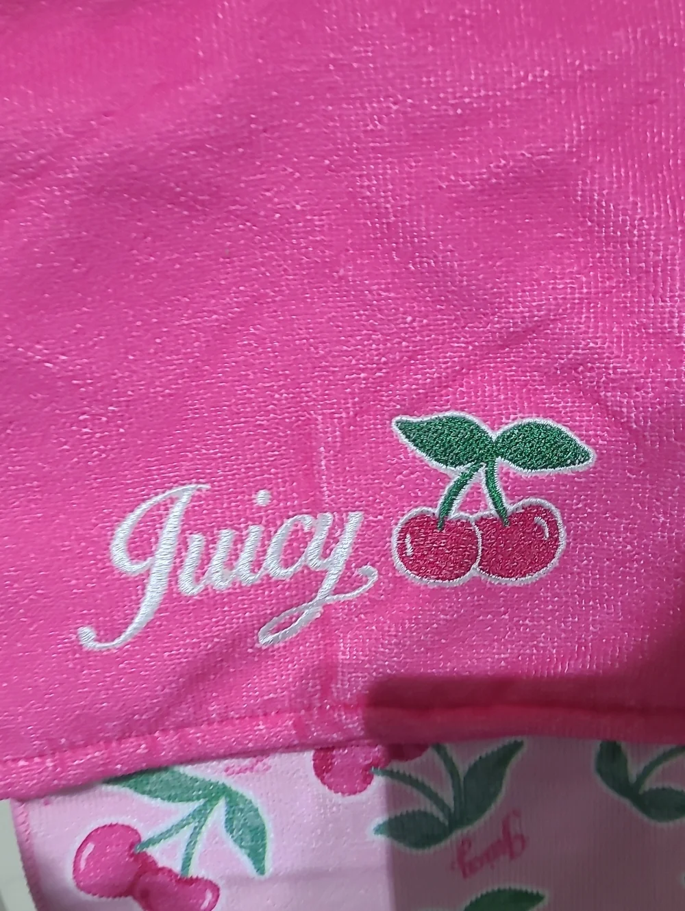 Juicy Couture Hot Pink Microfiber Towel with Cherry Embroidery